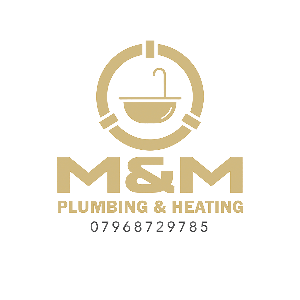 m&m plumbing & heating logo upscaled transparent